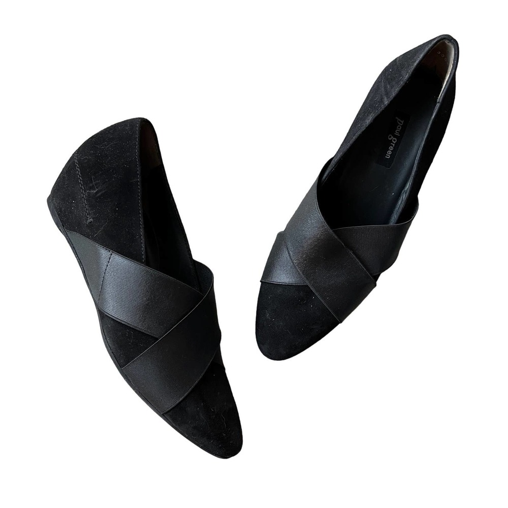 Paul Green Black Suede and Leather Pointed Heels EU Size 3